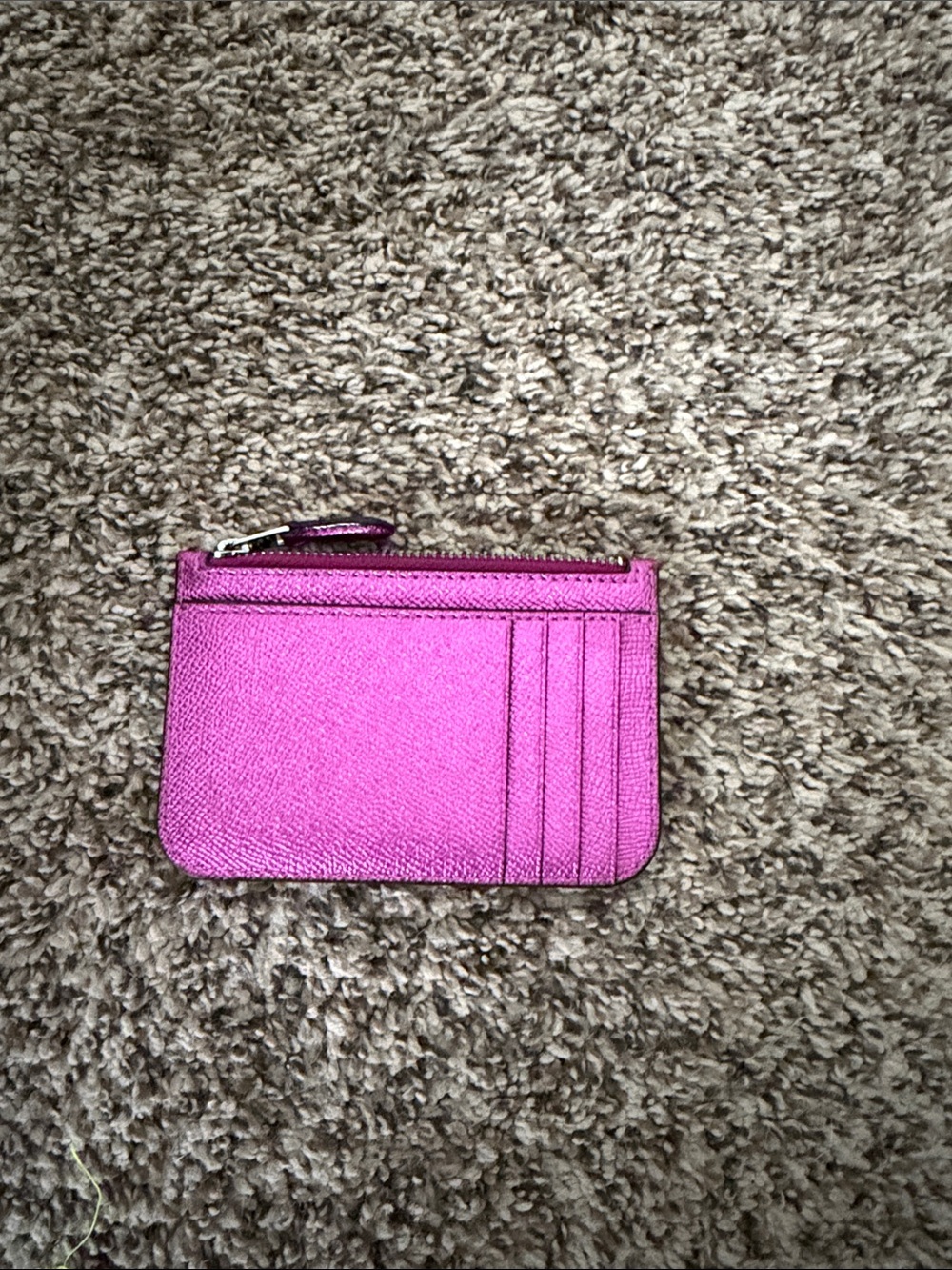 Coach Two-Tone Pink Metallic Zip Card Holder - Picture 4 of 4